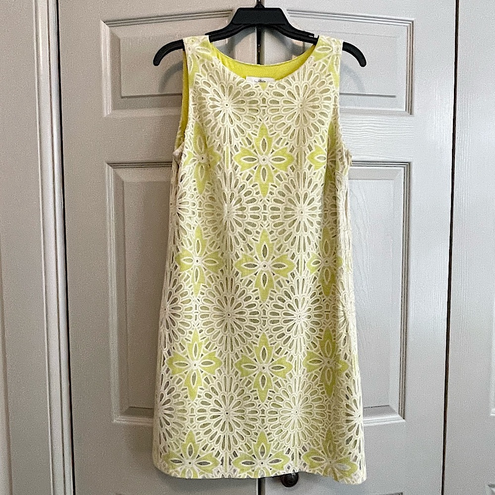 Badgley Mischka Green Sheath Dress with Off White Lace Overlay
